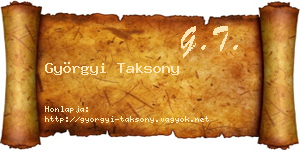 Györgyi Taksony névjegykártya
